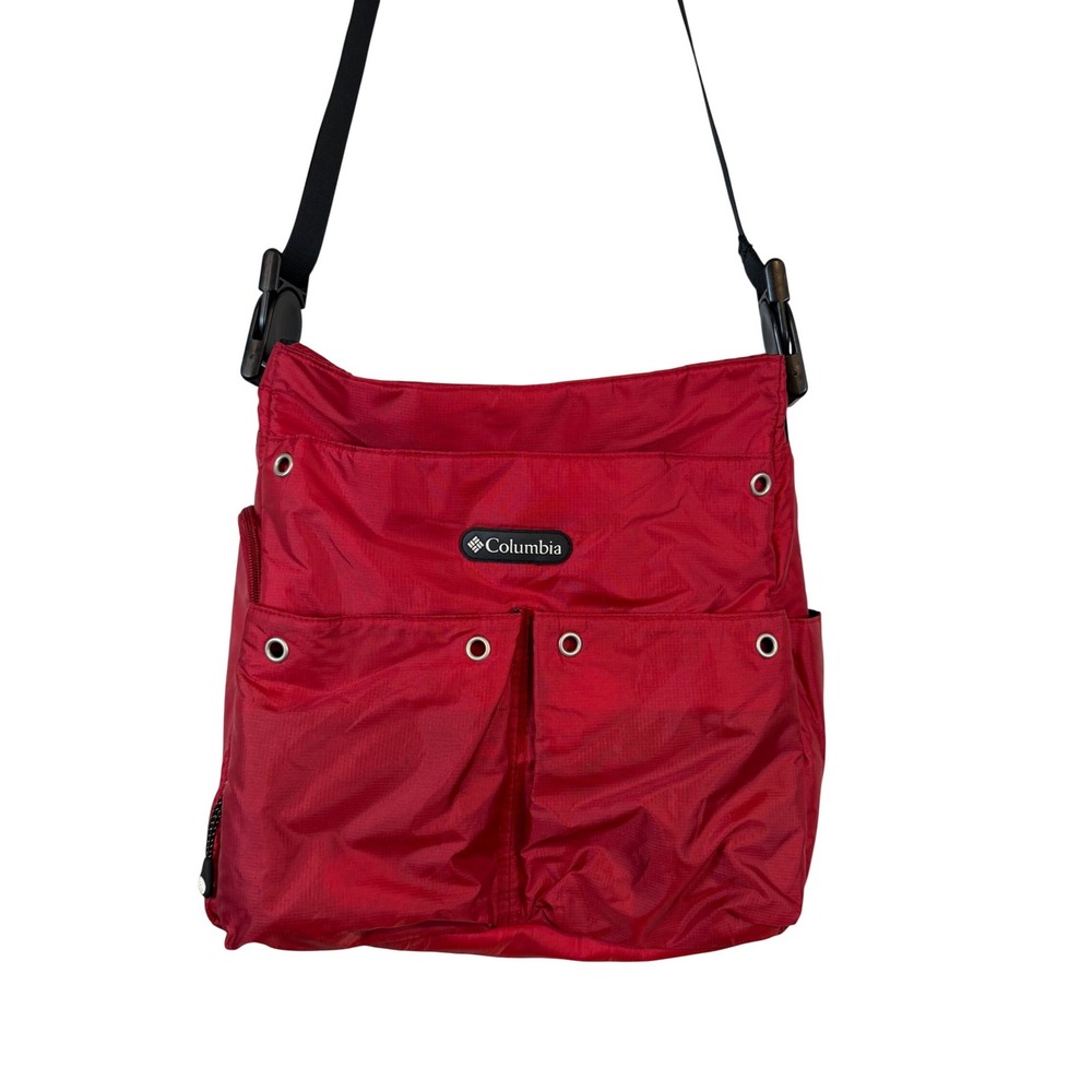 Columbia Red Ripstop‎ Diaper Crossbody Bag Utility Messenger Travel Expandable